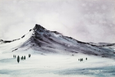 Schilderij getiteld "Mountain landscape…" door Svetlana Yumatova, Origineel Kunstwerk, Aquarel
