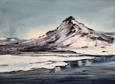 Schilderij getiteld "MOUNTAIN NEAR THE P…" door Svetlana Yumatova, Origineel Kunstwerk, Aquarel