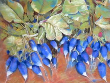Peinture intitulée "les-radis-bleus.jpg" par Claudette Allosio, Œuvre d'art originale, Pastel