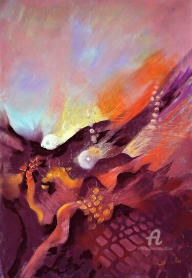 Peinture intitulée "Balade aquatique 2" par Claudette Allosio, Œuvre d'art originale, Pastel