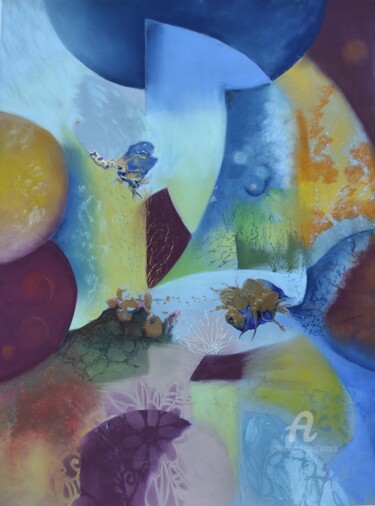 Pittura intitolato "En terre inconnue" da Claudette Allosio, Opera d'arte originale, Pastello