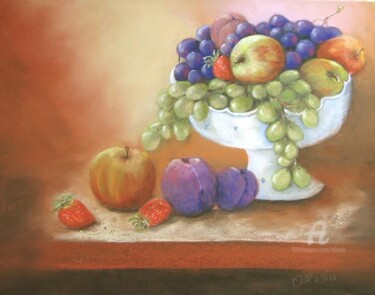 Peinture intitulée "nature morte aux fr…" par Claudette Allosio, Œuvre d'art originale