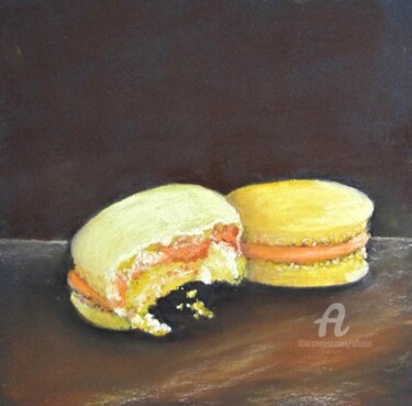 Картина под названием "Macarons délicieux !" - Claudette Allosio, Подлинное произведение искусства, Пастель