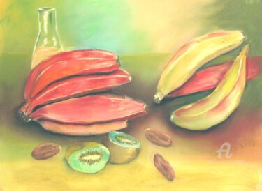 Peinture intitulée "fruits exotiques#ar…" par Claudette Allosio, Œuvre d'art originale, Pastel