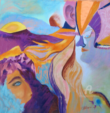 Peinture intitulée "cinq-sens.jpg" par Claudette Allosio, Œuvre d'art originale, Pastel