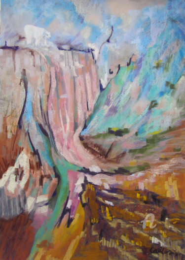 Peinture intitulée "mirage au bout de l…" par Claudette Allosio, Œuvre d'art originale, Pastel