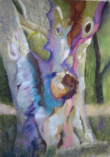 Peinture intitulée "Mon arbre caméléon" par Claudette Allosio, Œuvre d'art originale, Pastel