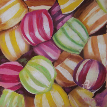 Peinture intitulée "quelques-bonbons.jpg" par Claudette Allosio, Œuvre d'art originale, Pastel