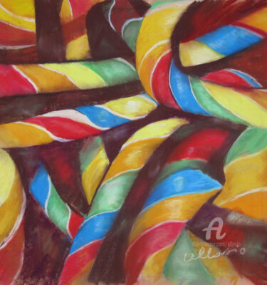 Peinture intitulée "mikado-sucre.jpg" par Claudette Allosio, Œuvre d'art originale, Pastel