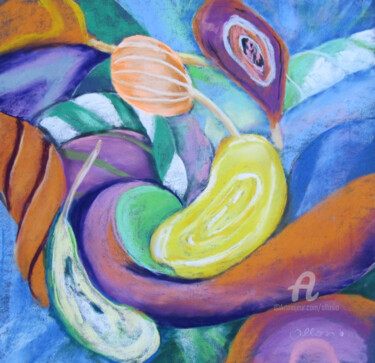 Peinture intitulée "Danse avec les suce…" par Claudette Allosio, Œuvre d'art originale, Pastel