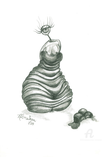 Zeichnungen mit dem Titel "Poire & Chocolat" von Almakan, Original-Kunstwerk, Graphit