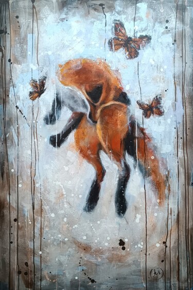 Painting titled "Float like a butter…" by Alona M Art, Original Artwork, Oil Mounted on Wood Stretcher frame