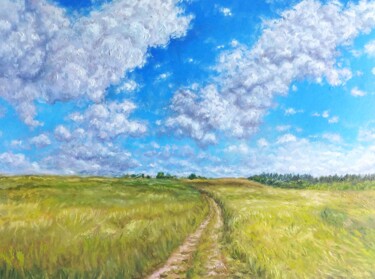 Ζωγραφική με τίτλο "Countryside landsca…" από Alona Santhorieieva, Αυθεντικά έργα τέχνης, Λάδι