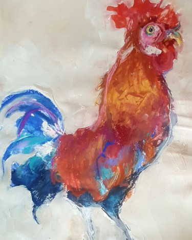 Painting titled "El gallo" by Ana Lorena Moledo, Original Artwork, Acrylic