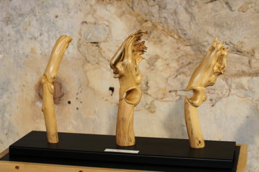 Sculpture titled "Trois générations" by Alper, Original Artwork, Wood