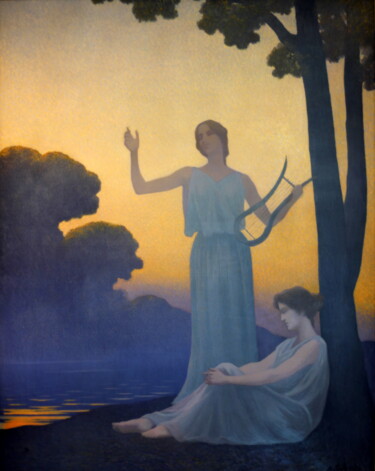 Ζωγραφική με τίτλο "Chant du soir" από Alphonse Osbert, Αυθεντικά έργα τέχνης, Λάδι