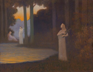 Disegno intitolato "Lyrisme dans la for…" da Alphonse Osbert, Opera d'arte originale, Pastello