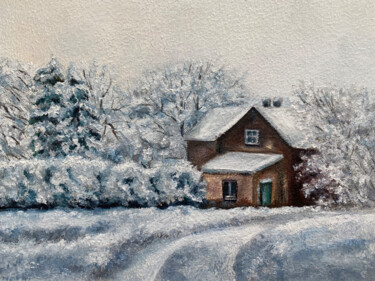 Pintura titulada "Winter house" por Alsu Vagidullina, Obra de arte original, Oleo