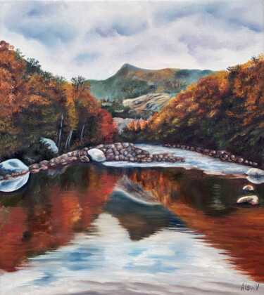 绘画 标题为“Autumn landscape” 由Alsu Vagidullina, 原创艺术品, 油 安装在木质担架架上