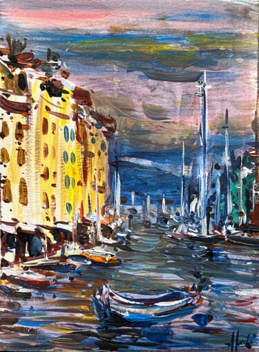 Painting titled "AFTERNOON IN PORTOF…" by Altin Furxhi, Original Artwork, Acrylic