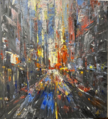 Malerei mit dem Titel "CITY LIGHTS 2, ABST…" von Altin Furxhi, Original-Kunstwerk, Acryl