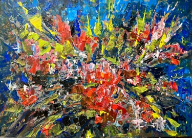 Painting titled "Abstract floral" by Altin Furxhi, Original Artwork, Acrylic
