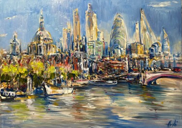 Painting titled "LONDON IMPRESSIONS" by Altin Furxhi, Original Artwork, Oil