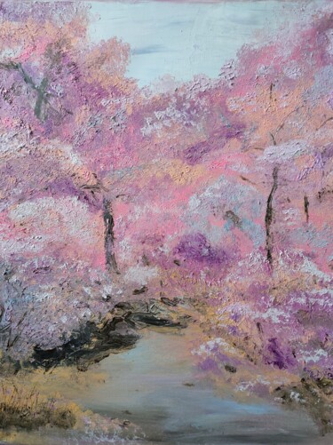 「Cherry blossoms.」というタイトルの絵画 Irina Avlasenkoによって, オリジナルのアートワーク, オイル