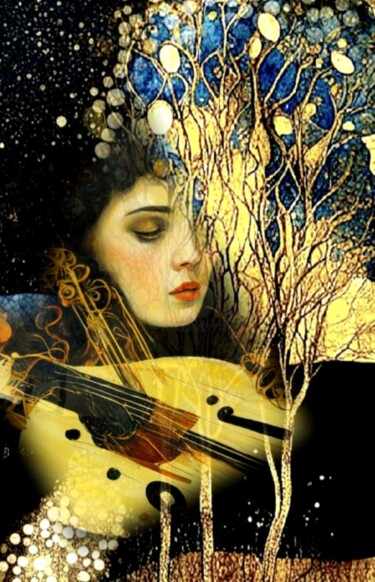 Цифровое искусство под названием "Музыка, золото и си…" - Alya Veresk, Подлинное произведение искусства, Цифровая живопись
