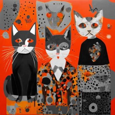 Arte digitale intitolato "Люди и кошки 13" da Alya Veresk, Opera d'arte originale, Collage digitale