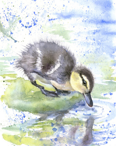 绘画 标题为“Duckling” 由Alyona Masterkova, 原创艺术品, 水彩