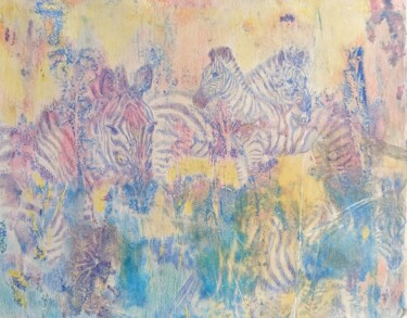 Peinture intitulée "Zebras and Herbs" par Alyona Masterkova, Œuvre d'art originale, Acrylique