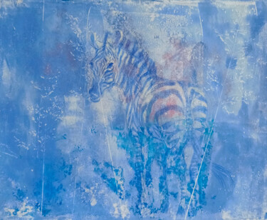 "Zebra in a Blue Haze" başlıklı Tablo Alyona Masterkova tarafından, Orijinal sanat, Akrilik