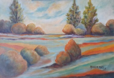 Painting titled "Campagne Charentaise" by Anne - Marie Menenteau, Original Artwork, Acrylic