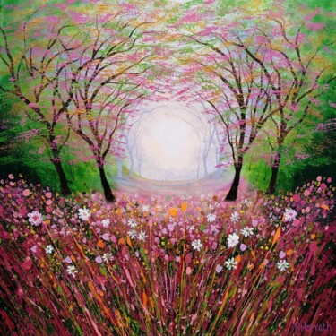 제목이 "Wildflower Woodland…"인 미술작품 Amanda Horvath로, 원작, 아크릴 나무 들것 프레임에 장착됨
