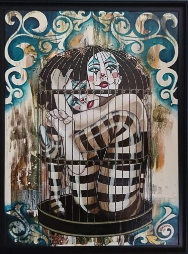 Dessin intitulée "Paola et Rosana" par Amandina Sgroï, Œuvre d'art originale, Acrylique