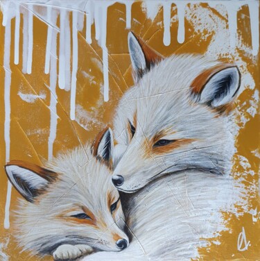 Painting titled "Vulpes" by Amandine B., Original Artwork, Acrylic Mounted on Wood Stretcher frame