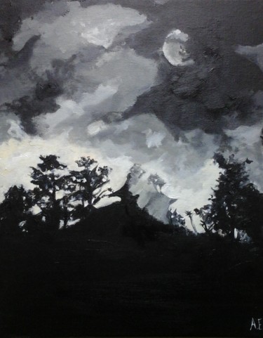 Картина под названием "Nuit calme" - Amandine Eon, Подлинное произведение искусства, Акрил Установлен на Деревянная рама для…