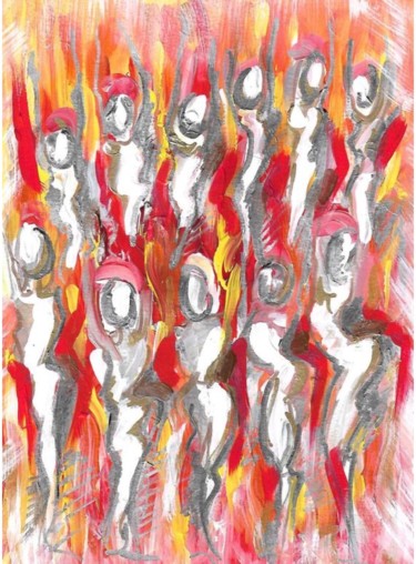 Malerei mit dem Titel "Cérémonie" von Amandine Serriere, Original-Kunstwerk, Acryl