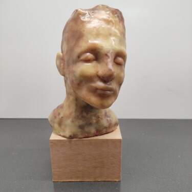 Skulptur mit dem Titel "Wax Head" von Amani Zreba, Original-Kunstwerk, Wachs
