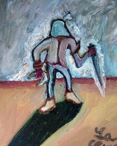 Painting titled "Le Déserteur" by Amazeigh Bouzékri, Original Artwork, Oil