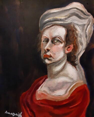 Peinture intitulée "Dame Delacroix" par Amazeigh Bouzékri, Œuvre d'art originale, Huile