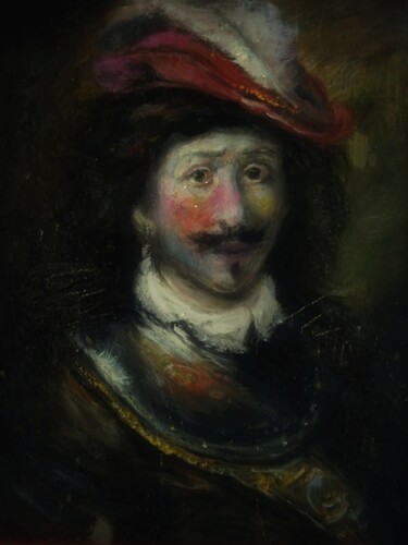 Painting titled "D'après Govert Flin…" by Amazeigh Bouzékri, Original Artwork, Oil Mounted on Wood Stretcher frame