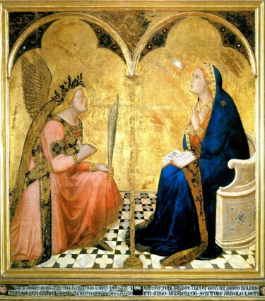 제목이 "L'annonciation"인 미술작품 Ambrogio Lorenzetti로, 원작, 엔카스틱