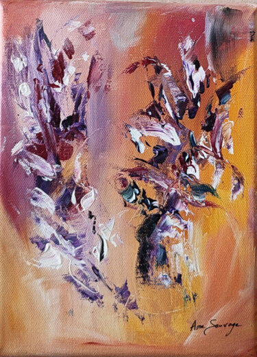 Peinture intitulée "Fleurs d'ornement" par Âme Sauvage, Œuvre d'art originale, Acrylique Monté sur Châssis en bois