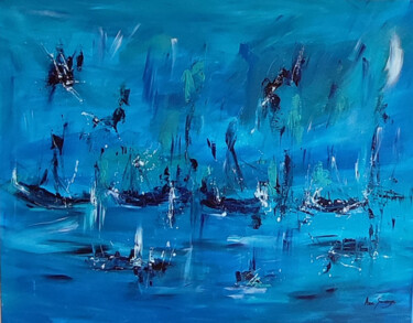 제목이 "Le bleu intense de…"인 미술작품 Âme Sauvage로, 원작, 아크릴 나무 들것 프레임에 장착됨