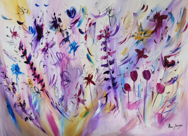 Painting titled "La nature pourpre -…" by Âme Sauvage, Original Artwork, Acrylic Mounted on Wood Stretcher frame