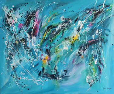 Peinture intitulée "Water dynamic - gra…" par Âme Sauvage, Œuvre d'art originale, Acrylique Monté sur Châssis en bois