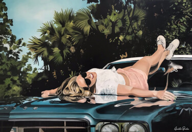 Картина под названием "California girl" - Amélie Bourbon, Подлинное произведение искусства, Масло Установлен на Деревянная р…