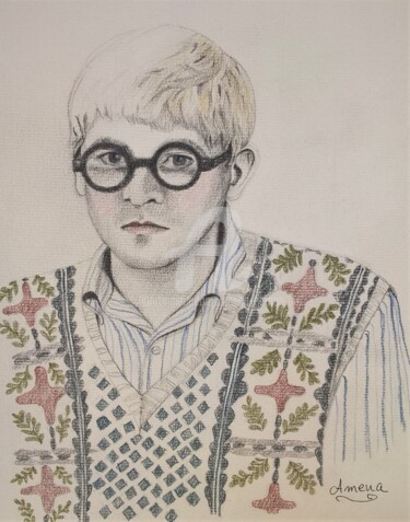 图画 标题为“Portrait de David H…” 由Amena Nathan, 原创艺术品, 铅笔